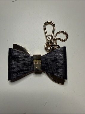 Furla Black Bow Key & Card Holder with Gold Hardware